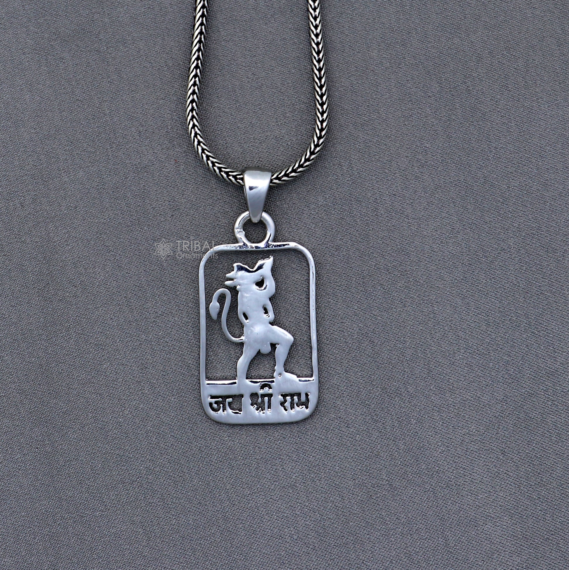 925 sterling silver handmand "Jai shree ram" ram mantra pendant nsp892 - TRIBAL ORNAMENTS