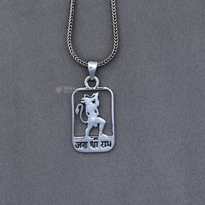 Sterling silver "Jai Shree Ram" Ram mantra pendant by Tribal Ornaments, handcrafted silver jewelry featuring sacred script.