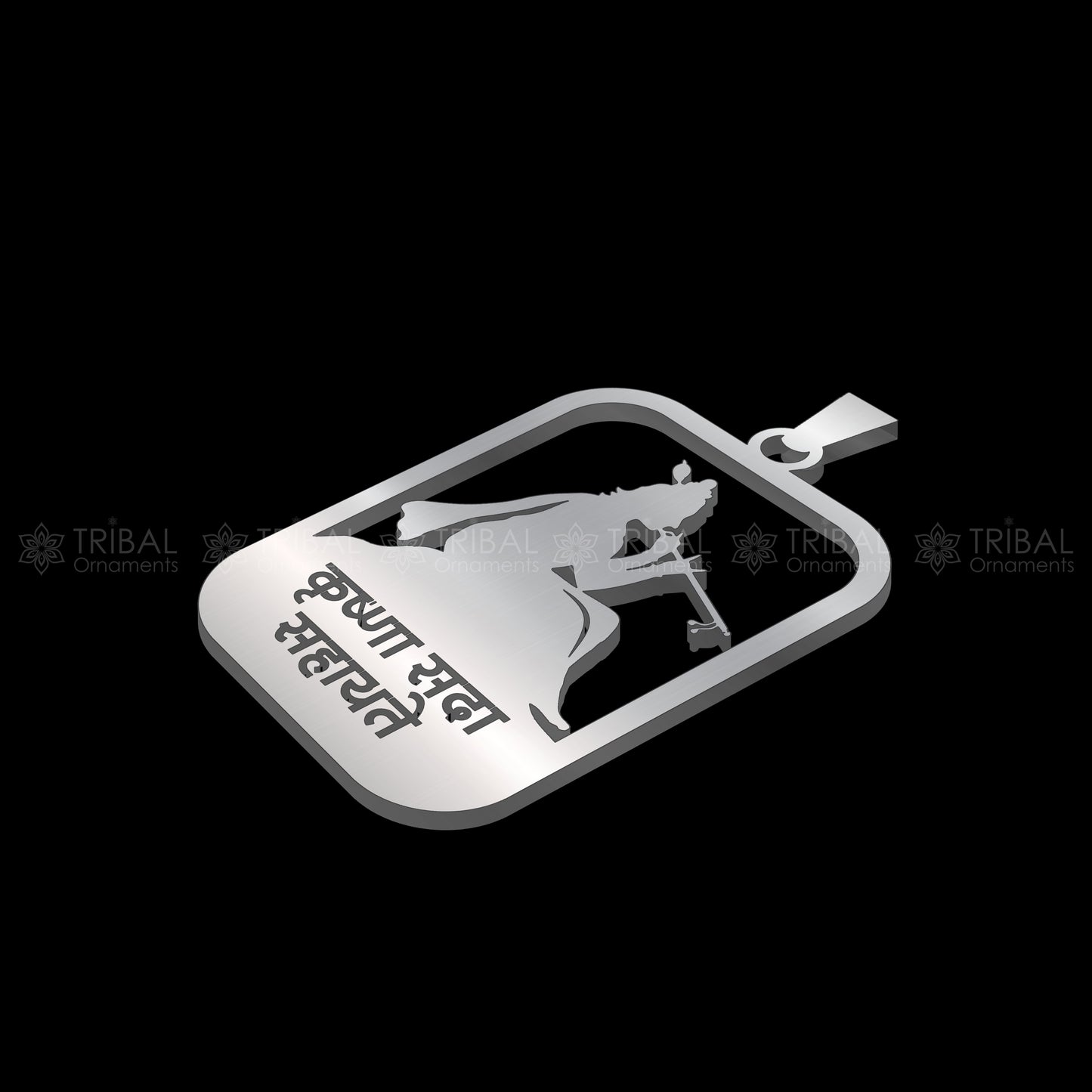 925 sterling silver handmand" Krishna sada sahayate " krishna mantra pendant nsp895 - TRIBAL ORNAMENTS