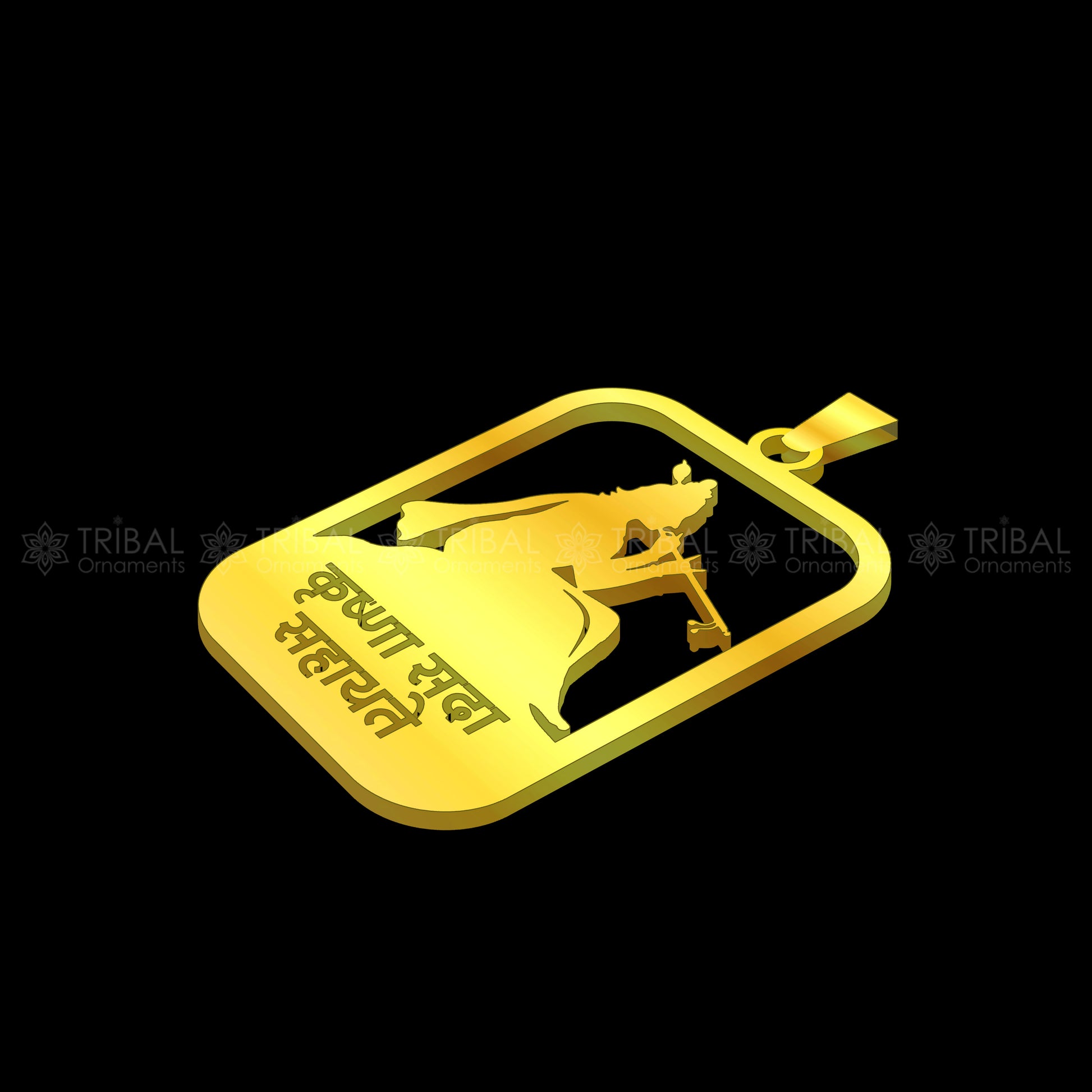 925 sterling silver handmand" Krishna sada sahayate " krishna mantra pendant nsp895 - TRIBAL ORNAMENTS