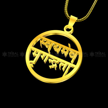 Sterling silver hand-crafted Swayameva Mrugendrata pendant by TRIBAL ORNAMENTS, featuring intricate tribal design on a silver pendant.