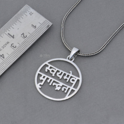 Handcrafted 925 sterling silver Swayameva Mrugendrata pendant by TRIBAL ORNAMENTS, featuring intricate tribal design and detailed craftsmanship.