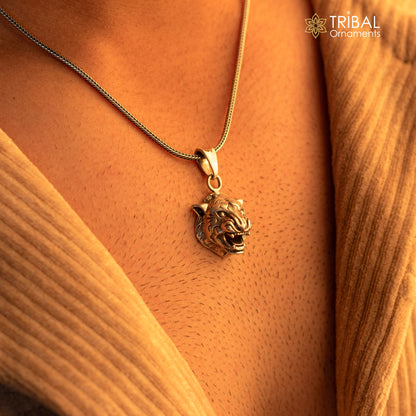 Sterling silver Lion Face pendant by Tribal Ornaments, symbolizing courage, strength, and leadership in detailed jewelry design.