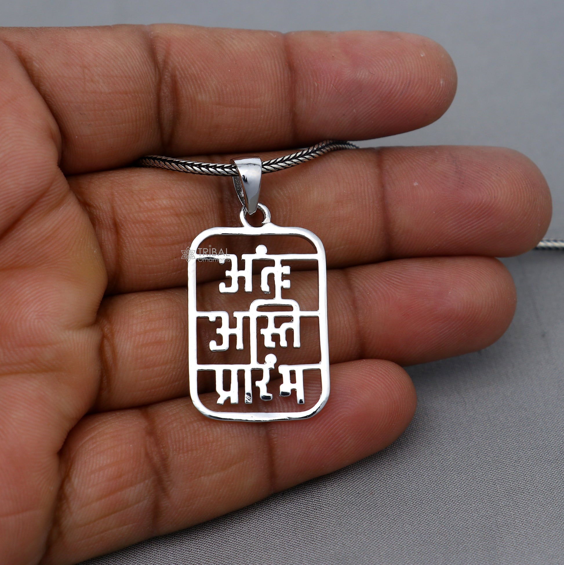 925 sterling silver handmand Antah Asti Prarambh pendant nsp894 - TRIBAL ORNAMENTS