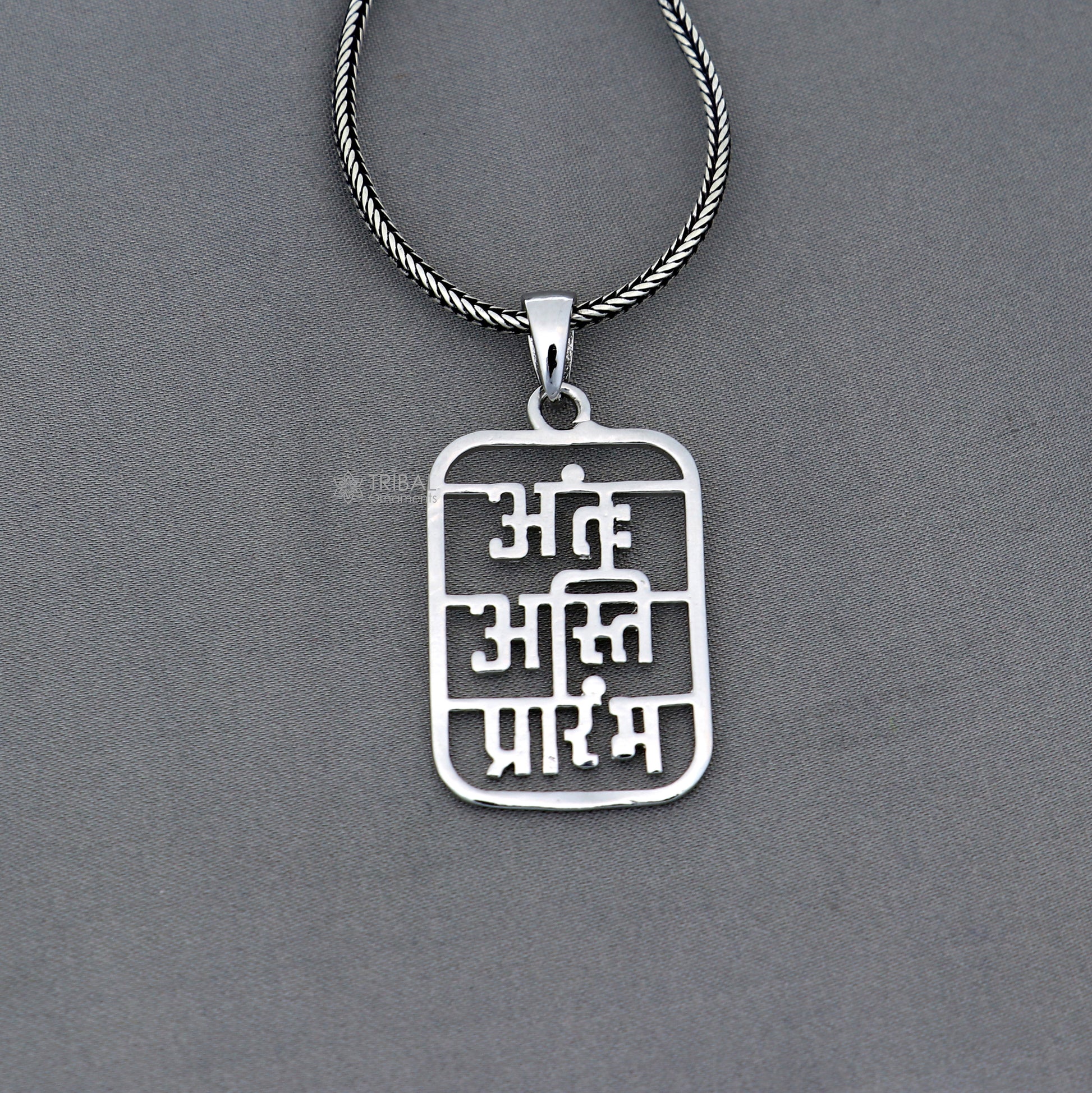 925 sterling silver handmand Antah Asti Prarambh pendant nsp894 - TRIBAL ORNAMENTS