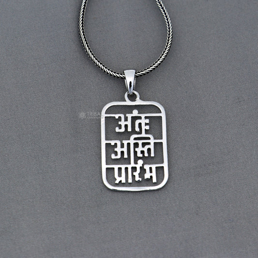 925 sterling silver handmand Antah Asti Prarambh pendant nsp894 - TRIBAL ORNAMENTS