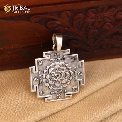 925 silver Divine Bagalamukhi Maha Yantram pendant from Tribal Ornaments, featuring intricate design and energetic Kavacham symbolism.