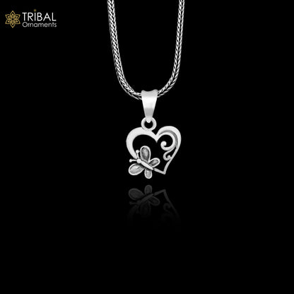 925 sterling silver heart pendant by TRIBAL ORNAMENTS, stylish unisex jewelry with personalized design and unique craftsmanship.
