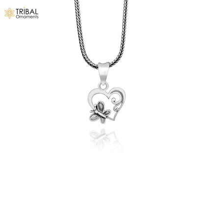 925 sterling silver heart pendant by TRIBAL ORNAMENTS, stylish unisex jewelry with personalized design and unique craftsmanship.