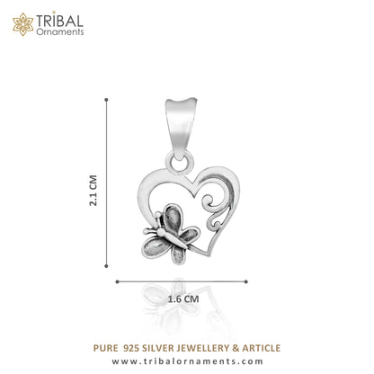 Sterling silver heart pendant from TRIBAL ORNAMENTS, stylish unisex jewelry with personalized design and unique craftsmanship.