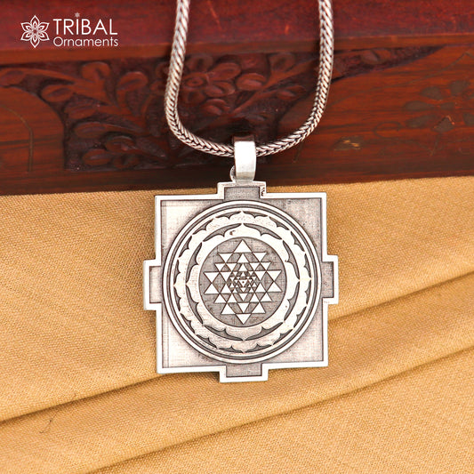 925 Sterling silver Shree chakra and maha mrityunjay chakra yantra pendant ethnic jewelry nsp1077 - TRIBAL ORNAMENTS