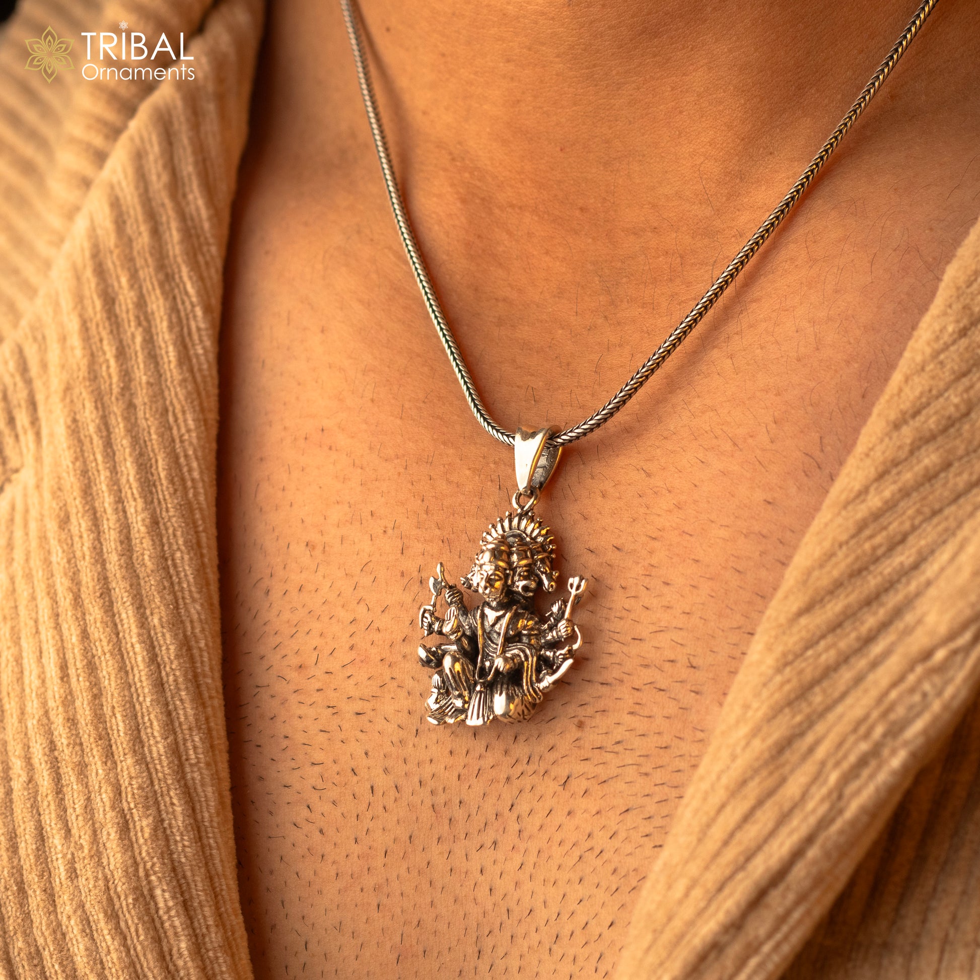 Vintage trendy 925 sterling silver handmade Panch mukhi hanuman pendant, amazing stylish unisex pendant locket personalized jewelry ssp438 - TRIBAL ORNAMENTS