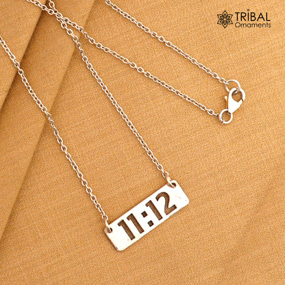 Lightweight 925 sterling silver personalized pendant with chain, unisex jewelry set by TRIBAL ORNAMENTS, featuring tribal-inspired design.