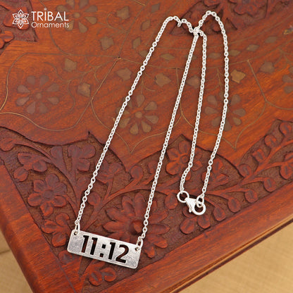 Lightweight 925 sterling silver personalized pendant with chain, unisex jewelry set by Tribal Ornaments featuring tribal-inspired design.