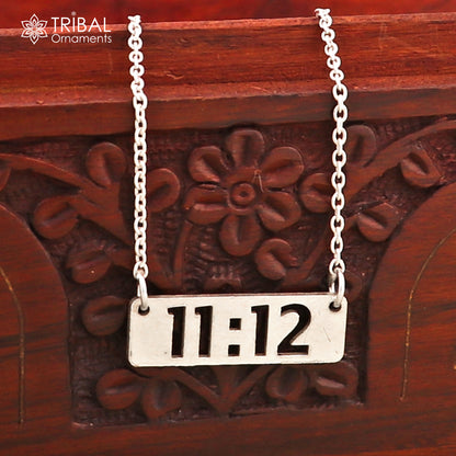 Lightweight 925 sterling silver personalized pendant with chain, unisex jewelry set by Tribal Ornaments, ideal for everyday wear.