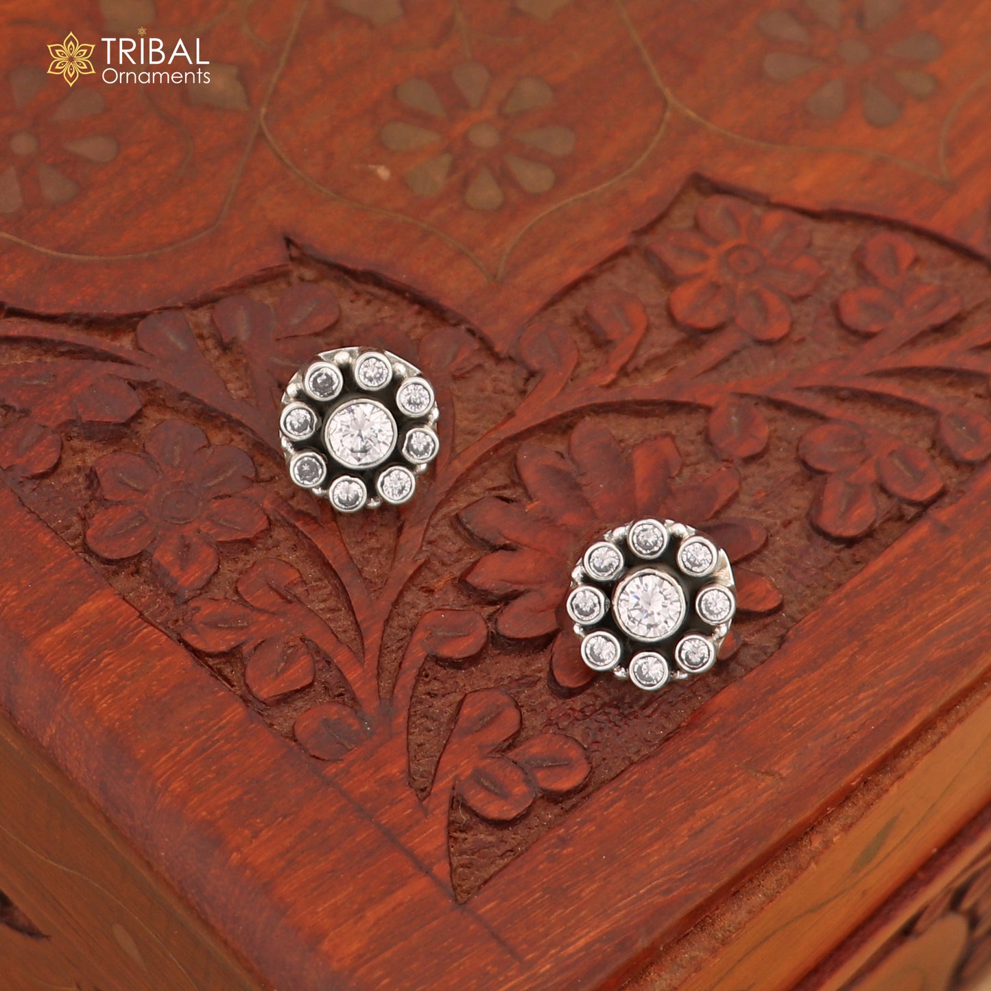 925 sterling silver cz cut stone floral charm necklace set stylish jewelry set742 - TRIBAL ORNAMENTS