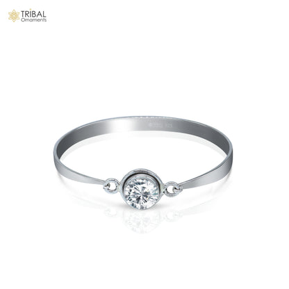 925 sterling silver tribal kada bangle bracelet with red stone, stylish tribal jewelry by Tribal Ornaments.