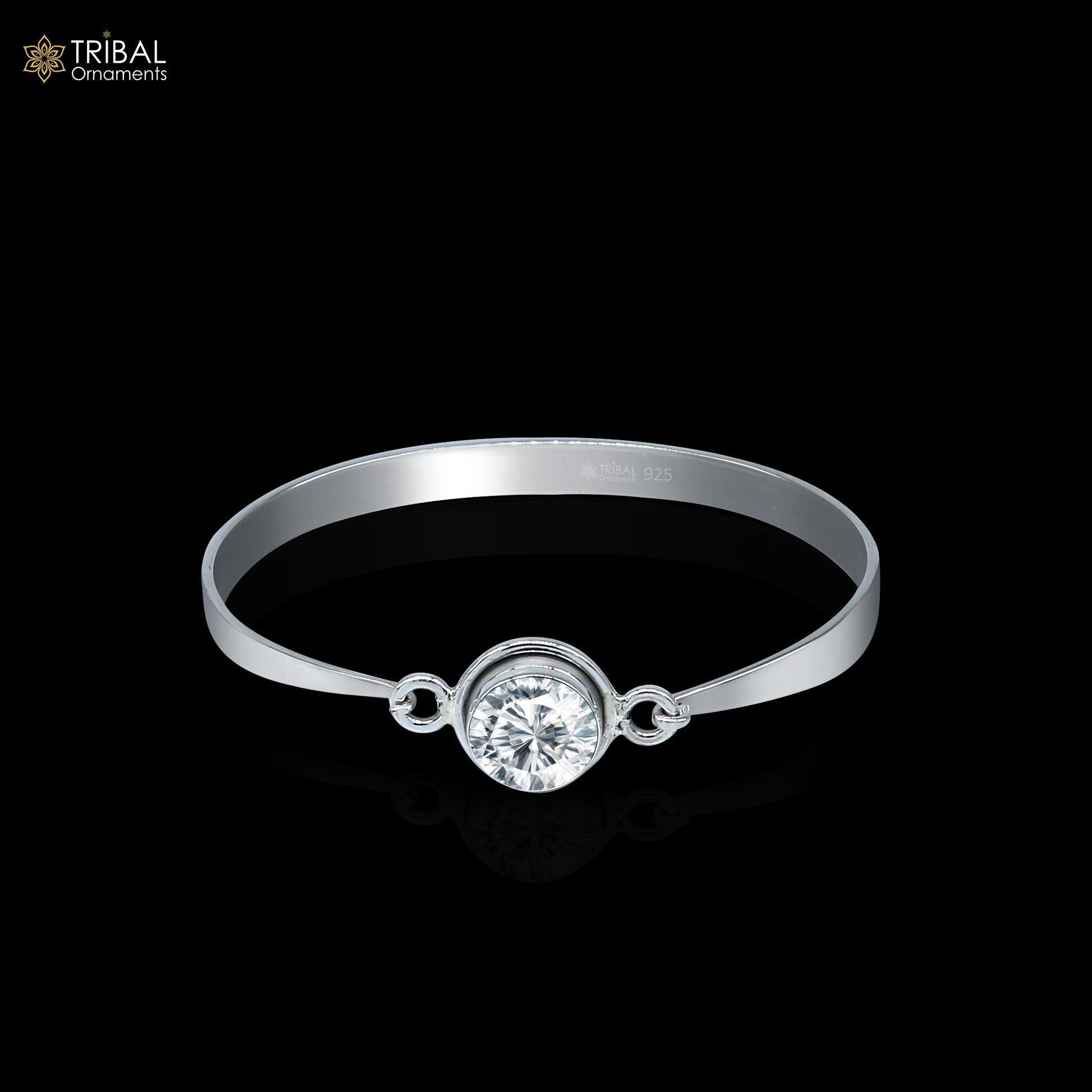 925 sterling silver handmade  Stone design stylish kada bangle bracelet tribal jewelry nsk855 - TRIBAL ORNAMENTS