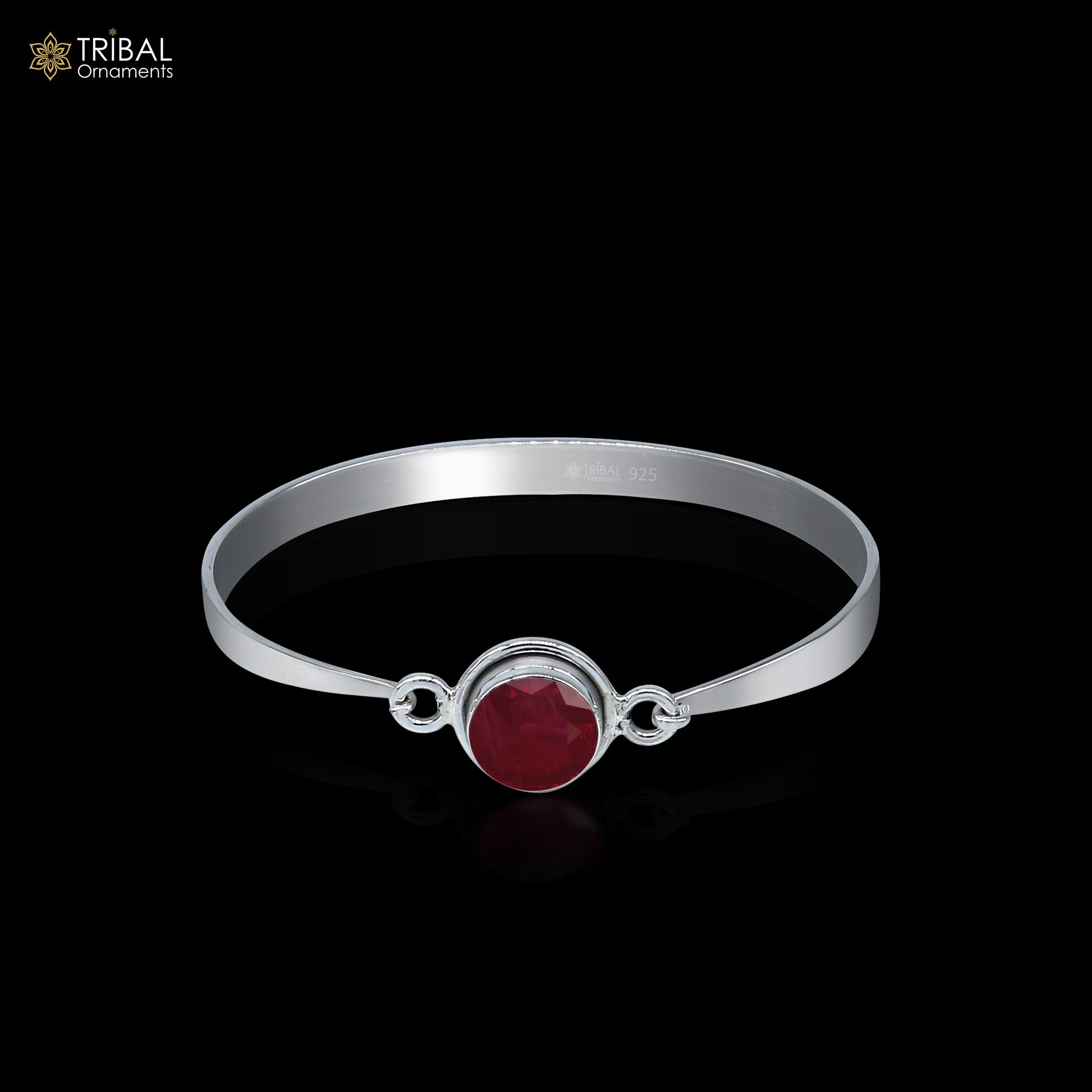 925 sterling silver handmade  Stone design stylish kada bangle bracelet tribal jewelry nsk855 - TRIBAL ORNAMENTS