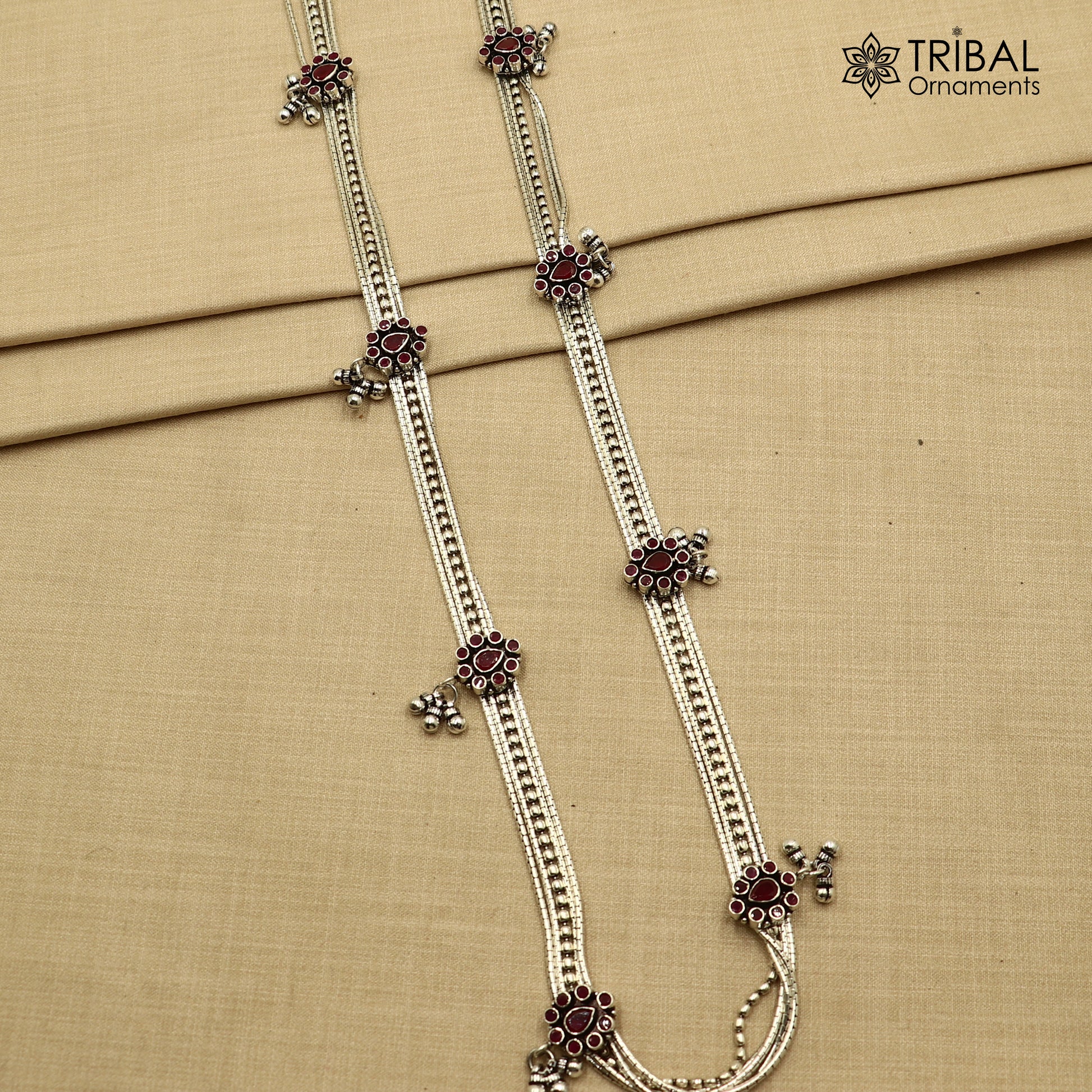 925 Sterling silver adjustable multiline vintage design belly chain waist ,Saree chain wch29 - TRIBAL ORNAMENTS