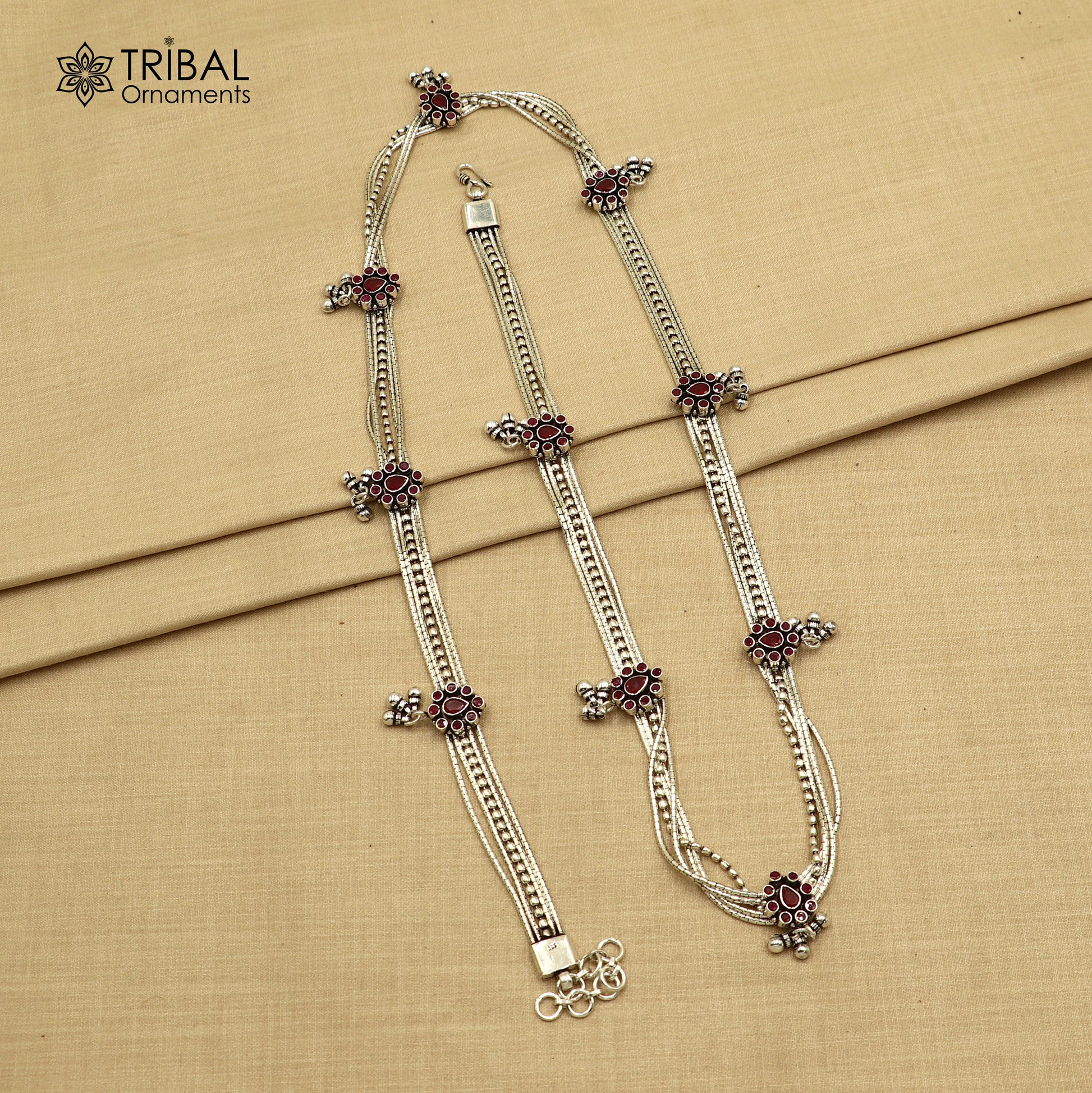 925 Sterling silver adjustable multiline vintage design belly chain waist ,Saree chain wch29 - TRIBAL ORNAMENTS