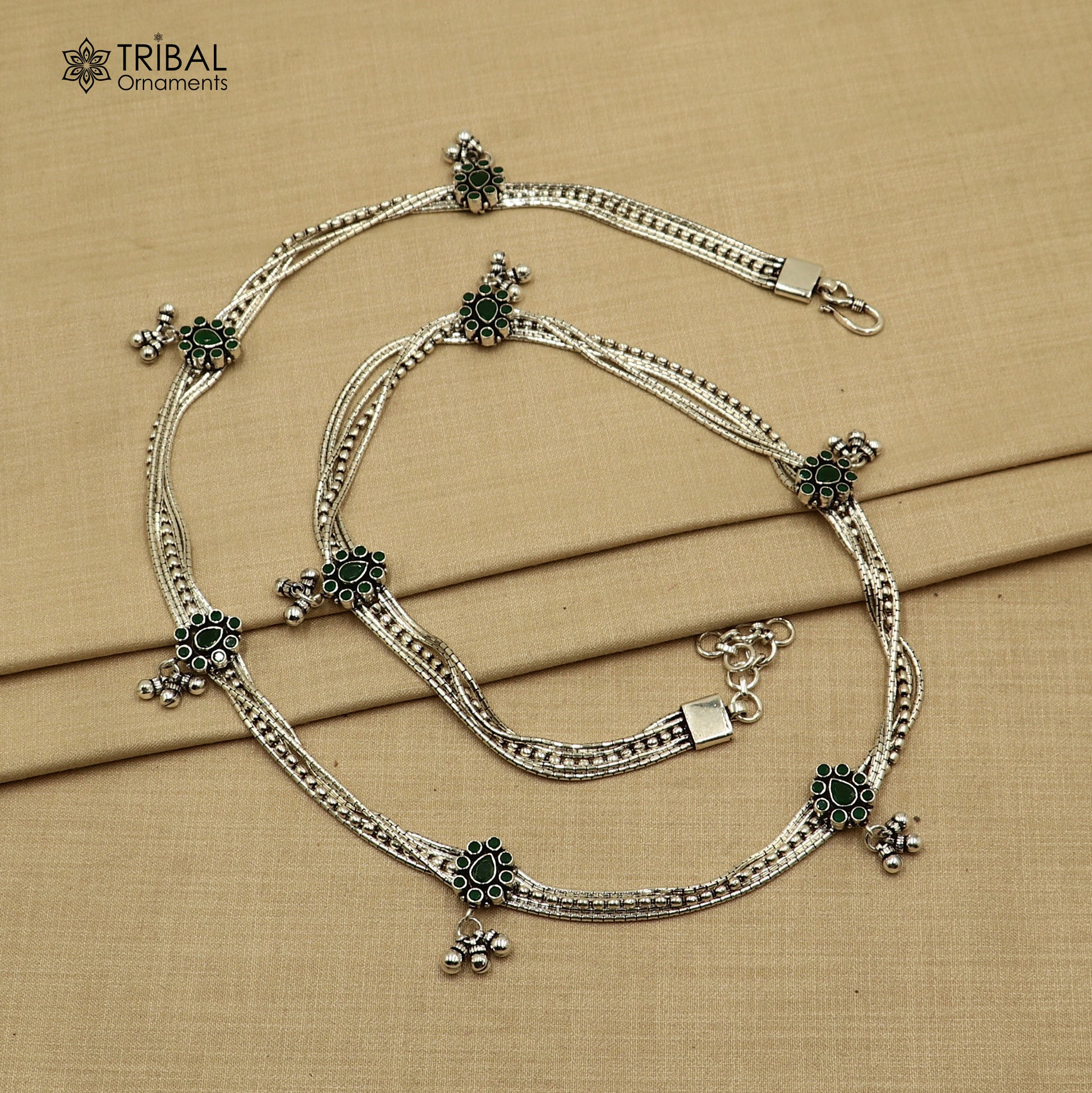 925 Sterling silver adjustable vintage belly chain with red stones, featuring a multiline design and waist or saree chain style.