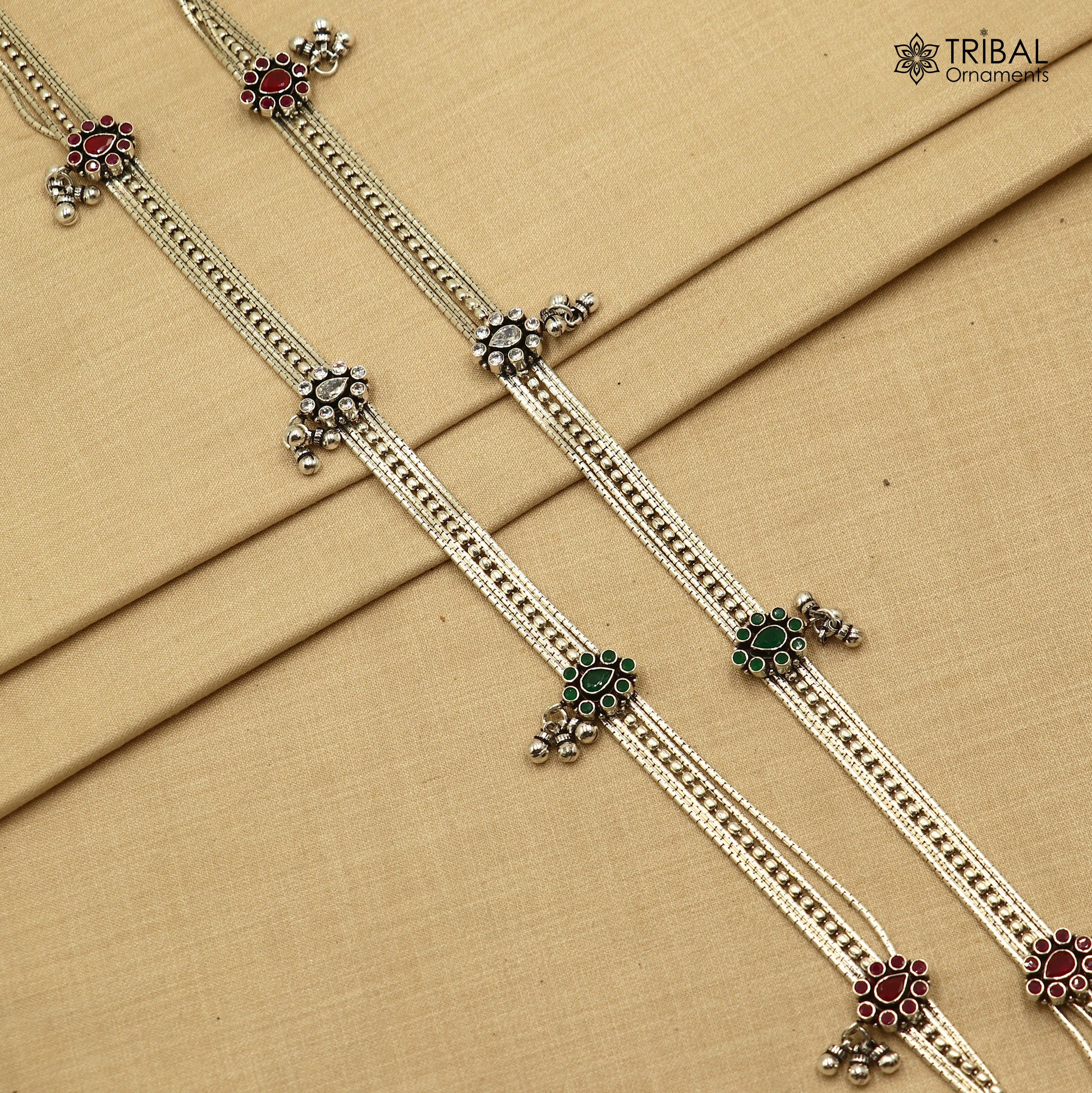 925 Sterling silver adjustable multiline vintage design belly chain waist ,Saree chain wch29 - TRIBAL ORNAMENTS