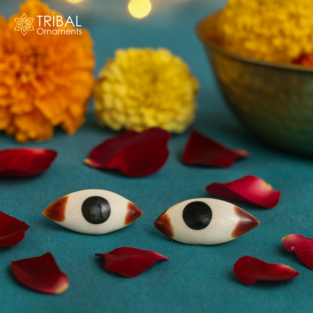 925 sterling silver handmade eyes for statues or sculpture, best eyes for idol statues, deities sculptures, temple articles su560 - TRIBAL ORNAMENTS