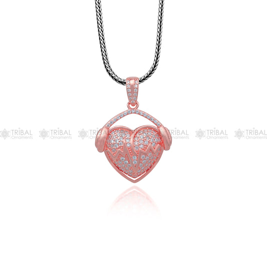 925 Sterling silver heart design rose gold polished pendant nsp950 - TRIBAL ORNAMENTS