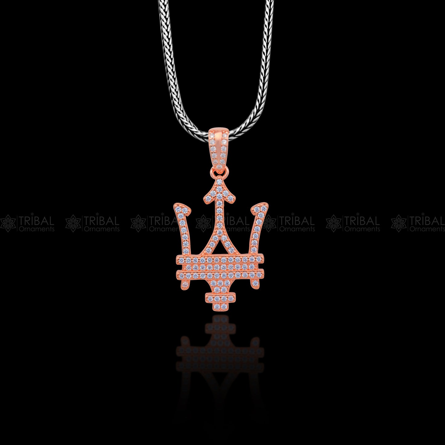 925 Sterling silver  Maserati car logo rose gold polished pendant nsp952 - TRIBAL ORNAMENTS