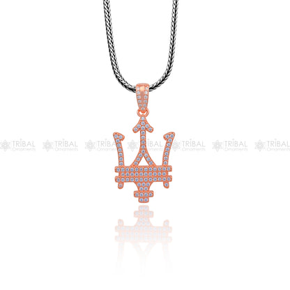 925 Sterling silver  Maserati car logo rose gold polished pendant nsp952 - TRIBAL ORNAMENTS