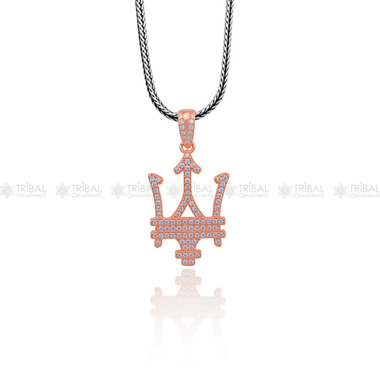 925 Sterling silver  Maserati car logo rose gold polished pendant nsp952 - TRIBAL ORNAMENTS