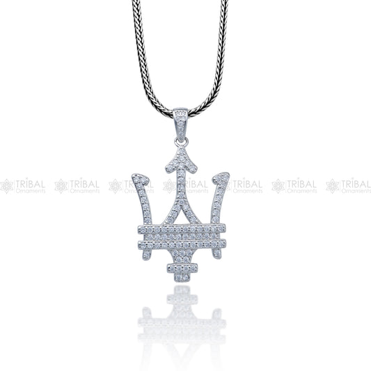 925 Sterling silver  Maserati car logo rose gold polished pendant nsp952 - TRIBAL ORNAMENTS