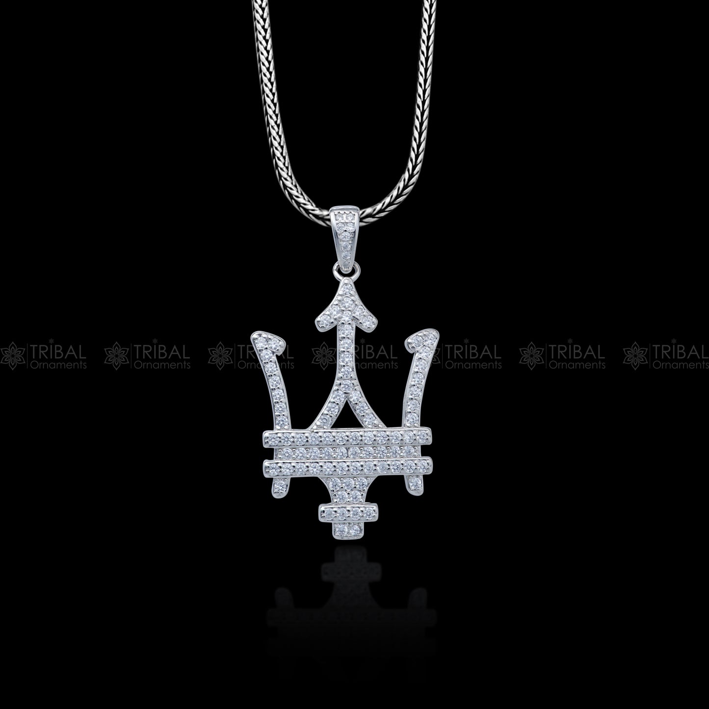 925 Sterling silver  Maserati car logo rose gold polished pendant nsp952 - TRIBAL ORNAMENTS