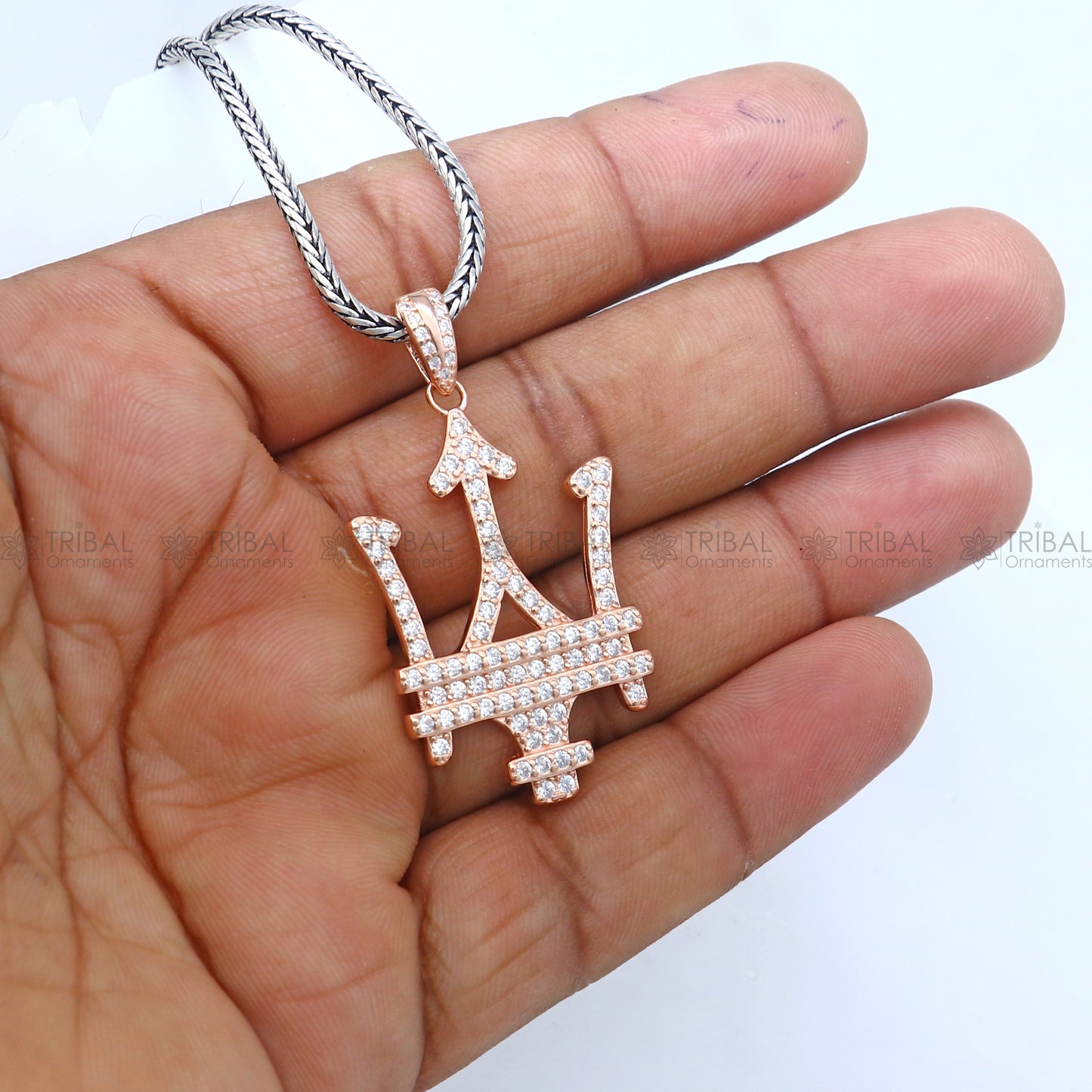 925 Sterling silver  Maserati car logo rose gold polished pendant nsp952 - TRIBAL ORNAMENTS