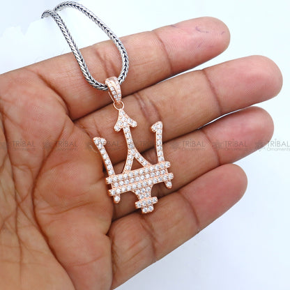 925 Sterling silver  Maserati car logo rose gold polished pendant nsp952 - TRIBAL ORNAMENTS