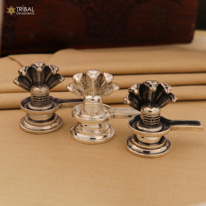 Shiny 925 sterling silver Lord Shiva Lingam pendant from Tribal Ornaments, suitable for home temple worship.
