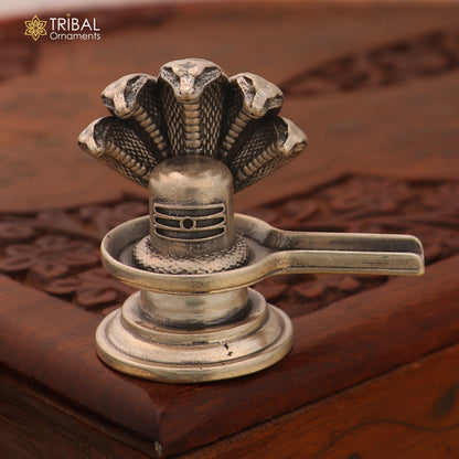 Shiny 925 sterling silver Lord Shiva Lingam from Tribal Ornaments, ideal for home temple worship and divine spiritual decor.