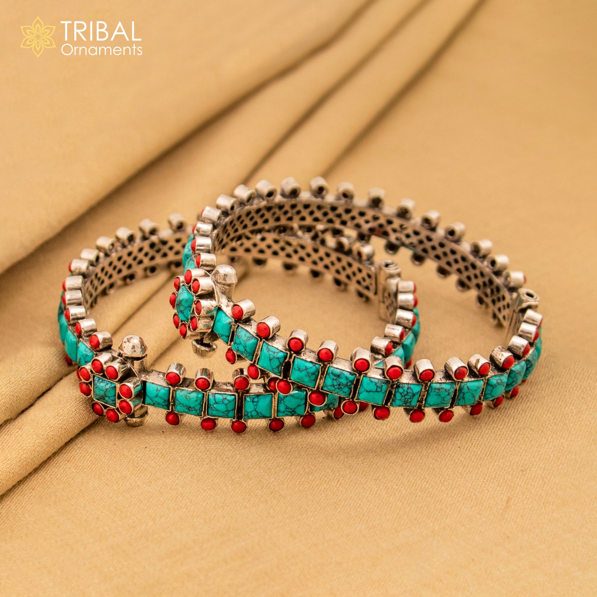 925 sterling silver customized design  turquoise stone bangle bracelet with unique closure vintage tribal jewelry nsk817 - TRIBAL ORNAMENTS