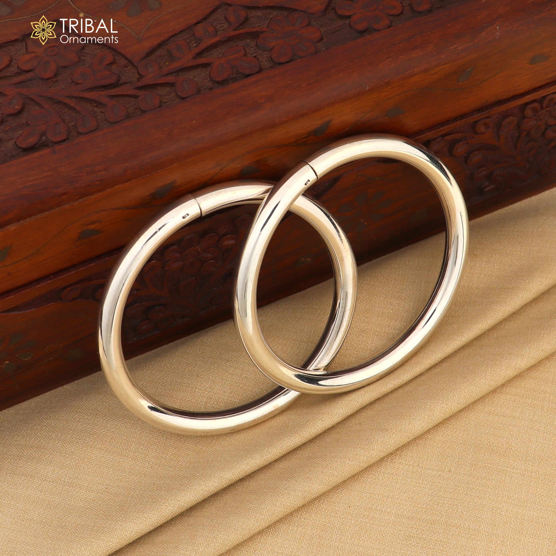 925 Sterling silver customized plain bangle kada tribal jewelry nsk937 - TRIBAL ORNAMENTS