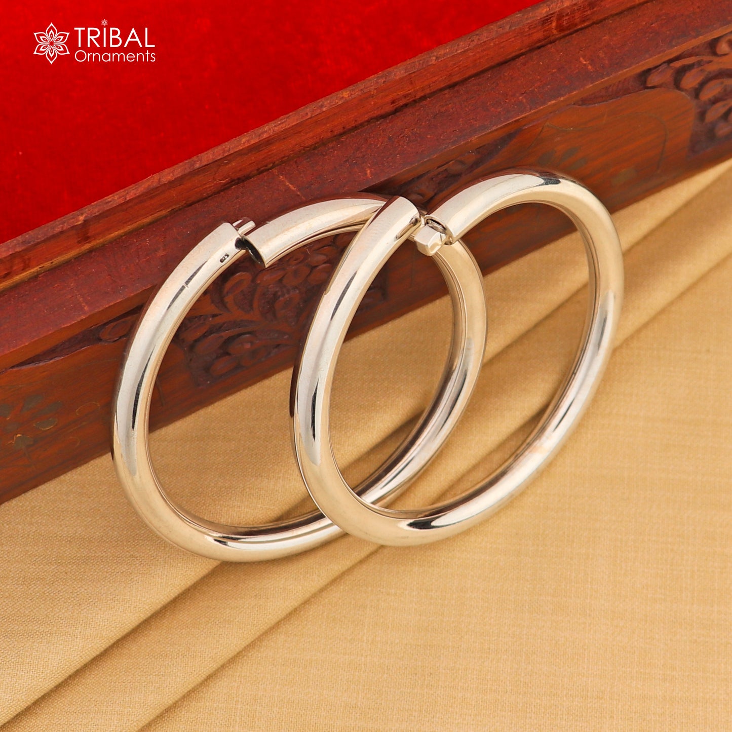 925 Sterling silver customized plain bangle kada tribal jewelry nsk937 - TRIBAL ORNAMENTS