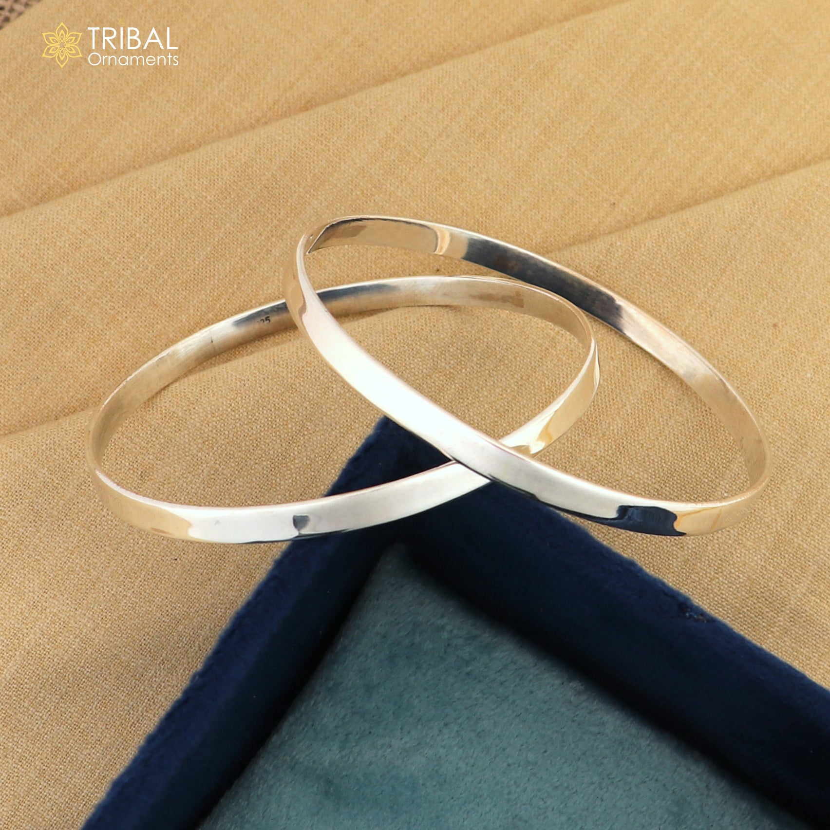 925 Sterling silver customized plain bangle kada tribal jewelry nsk929 - TRIBAL ORNAMENTS