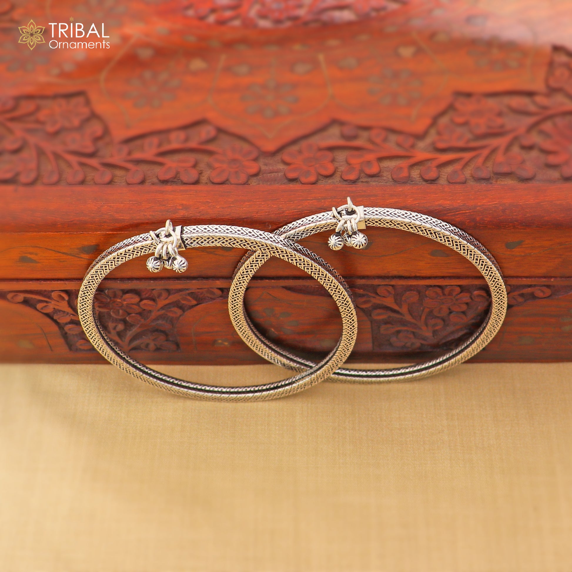 5 mm 925 sterling silver vintage ethnic design customized foot ankle kada bracelet with hanging drops  belly dance jewelry nsfk149 - TRIBAL ORNAMENTS