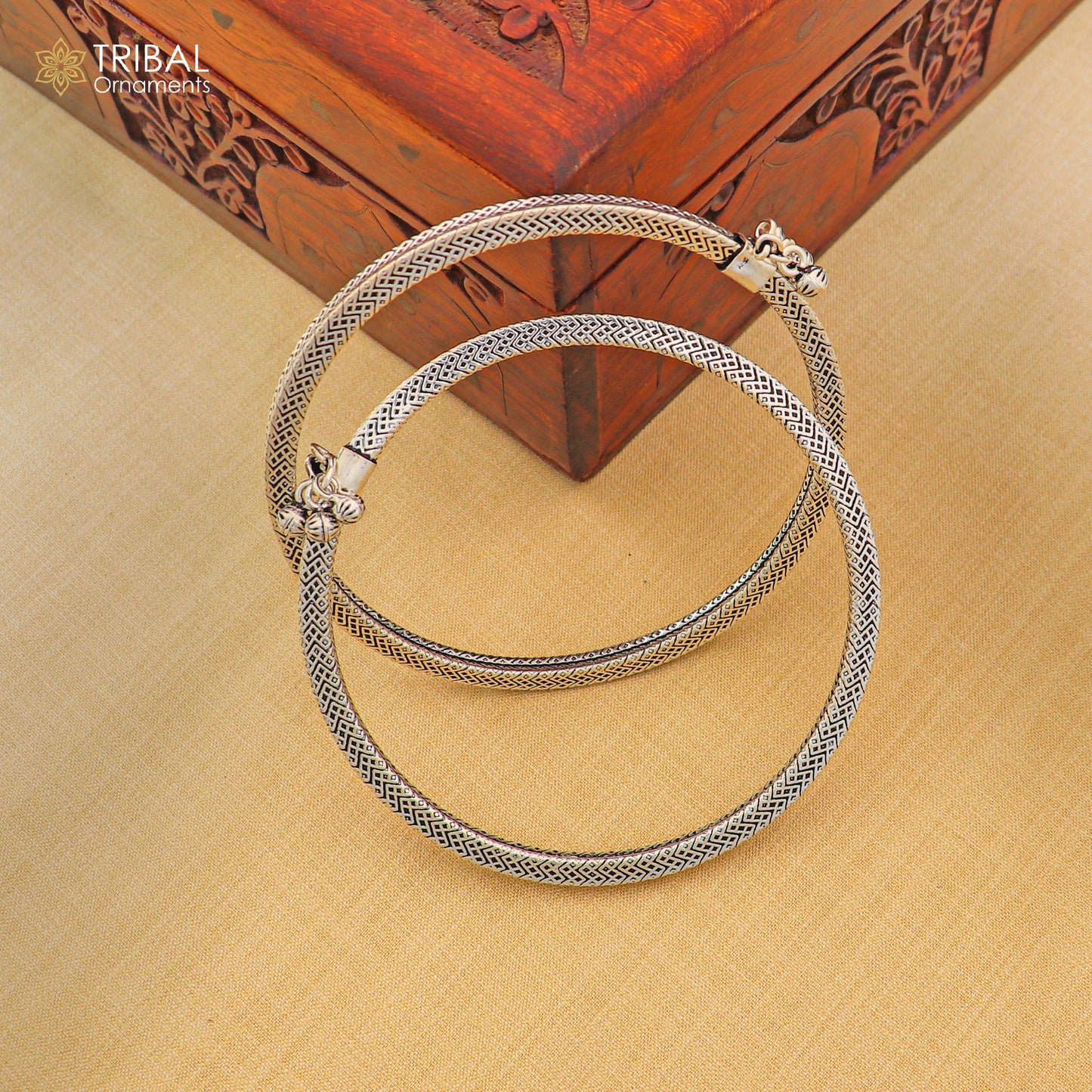 5 mm 925 sterling silver vintage ethnic design customized foot ankle kada bracelet with hanging drops  belly dance jewelry nsfk149 - TRIBAL ORNAMENTS