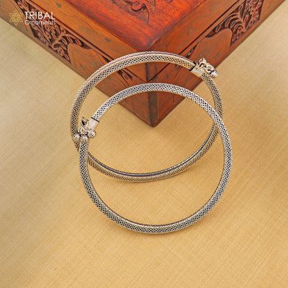 5 mm 925 sterling silver vintage ethnic design customized foot ankle kada bracelet with hanging drops  belly dance jewelry nsfk149 - TRIBAL ORNAMENTS