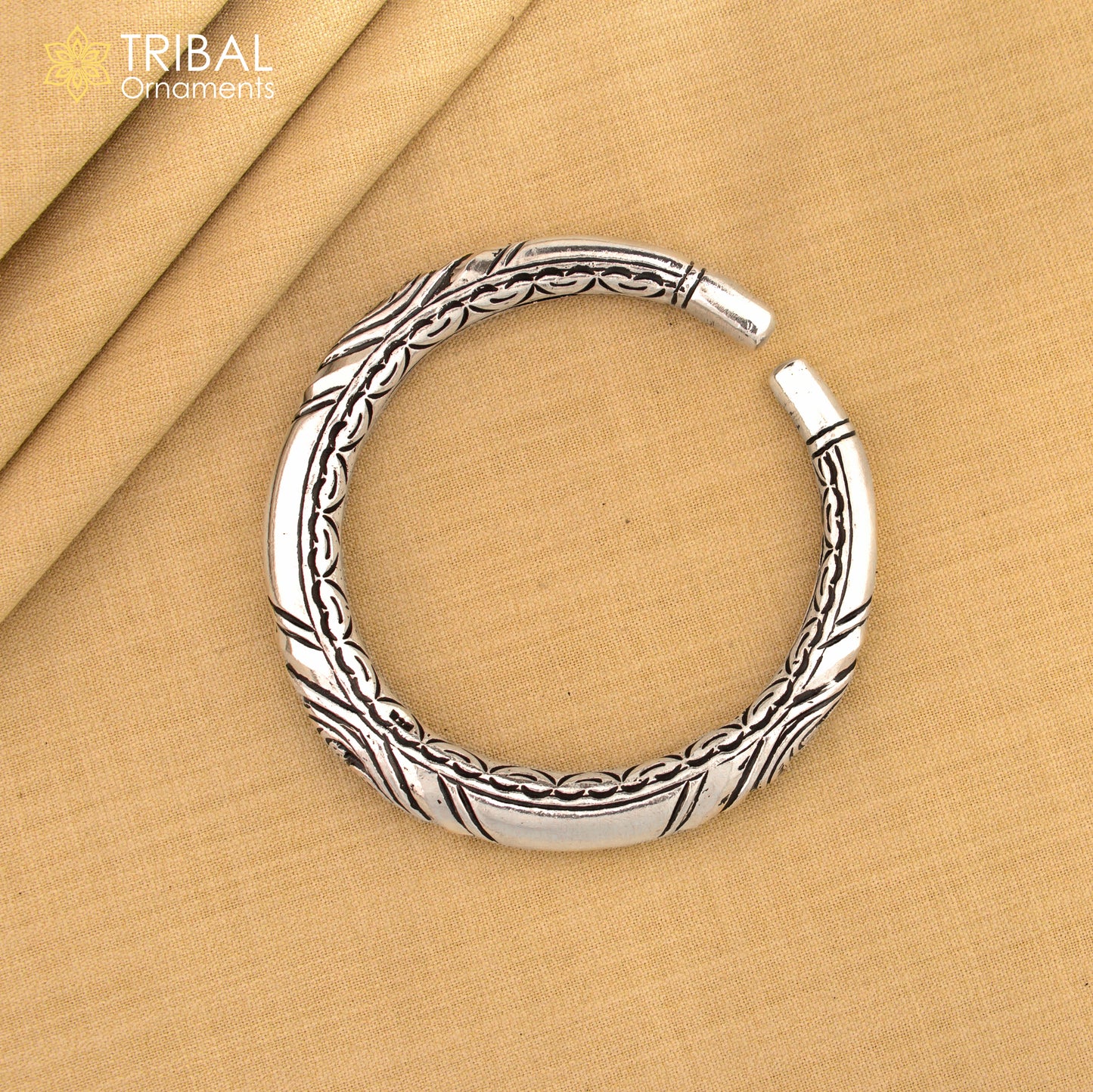925 Sterling silver chitai work customized bangle bracelet kada unisex personalized jewelry nsk749 - TRIBAL ORNAMENTS