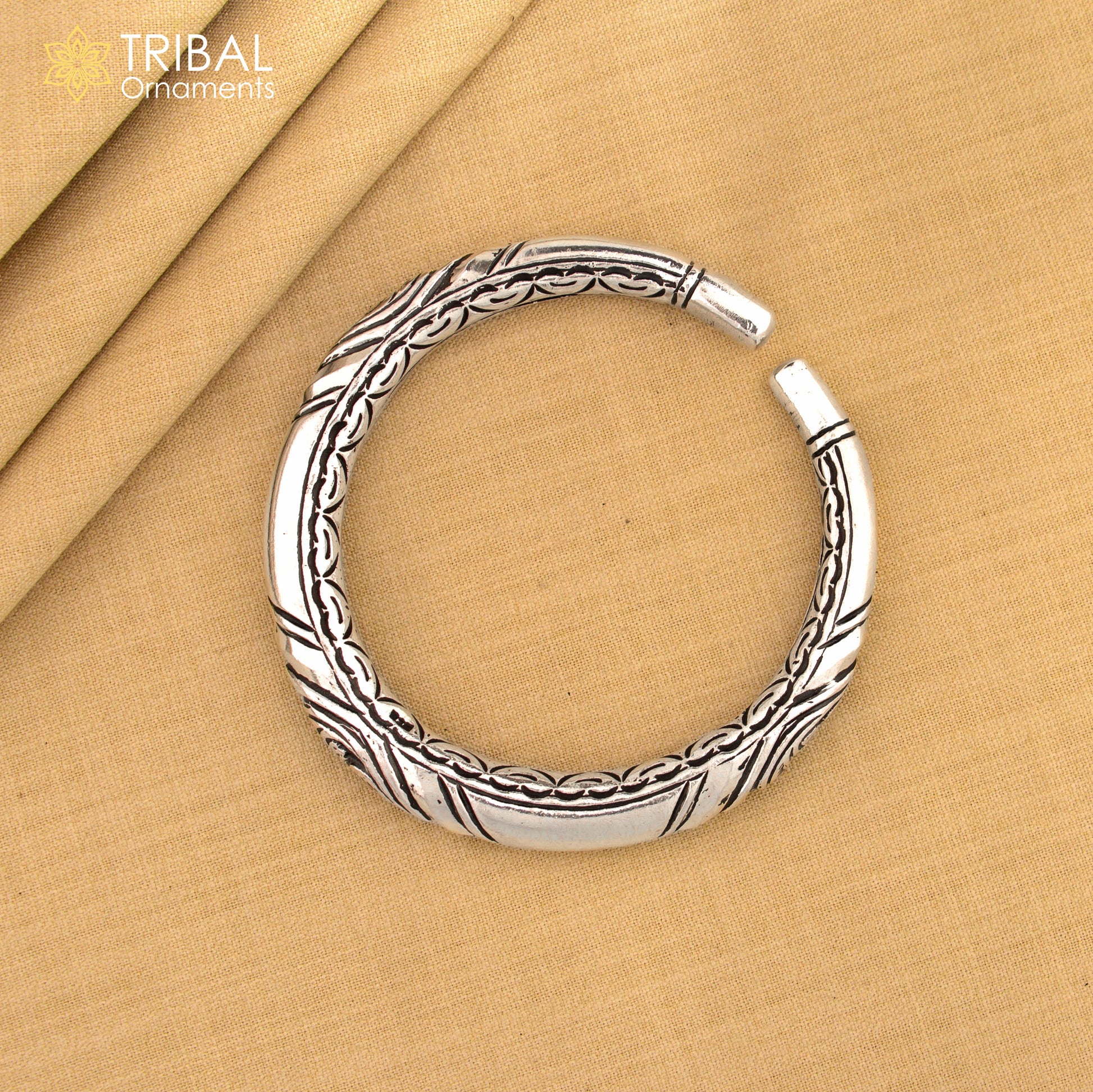 925 Sterling silver chitai work customized bangle bracelet kada unisex personalized jewelry nsk749 - TRIBAL ORNAMENTS