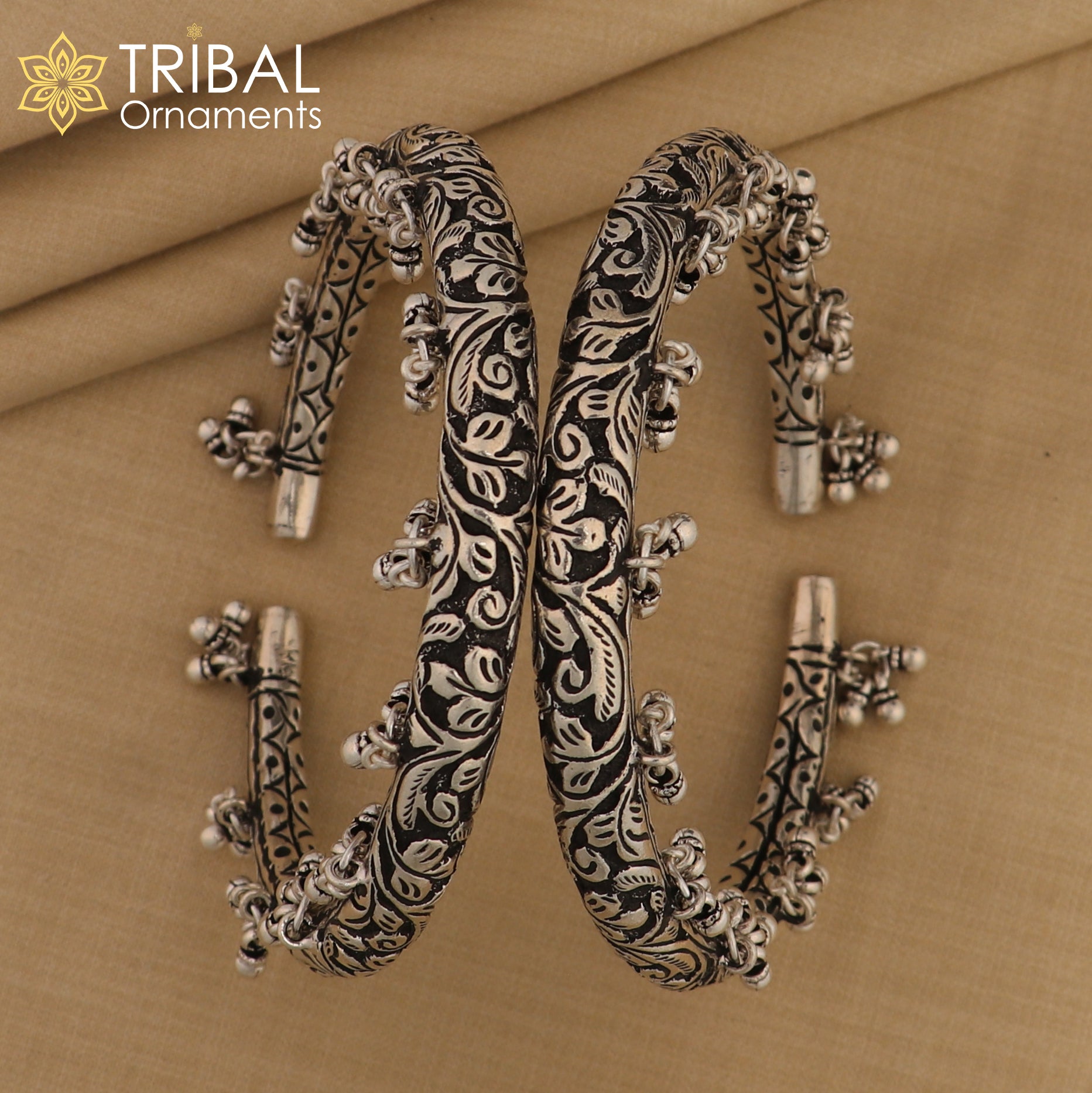 925 sterling silver chitai work fabulous handcrafted customized work vintage foot bracelet kada nsfk49 - TRIBAL ORNAMENTS