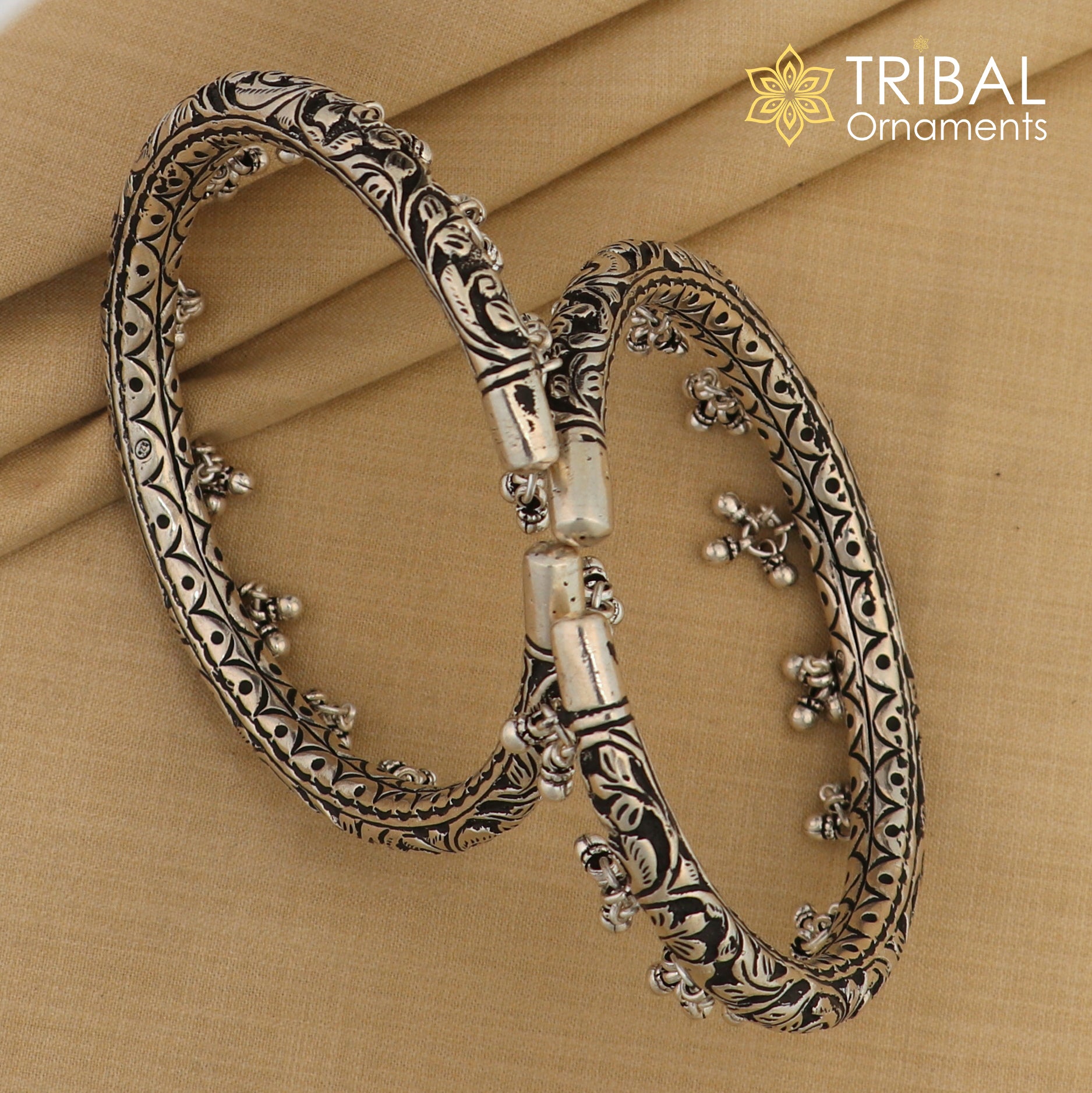 925 sterling silver chitai work fabulous handcrafted customized work vintage foot bracelet kada nsfk49 - TRIBAL ORNAMENTS