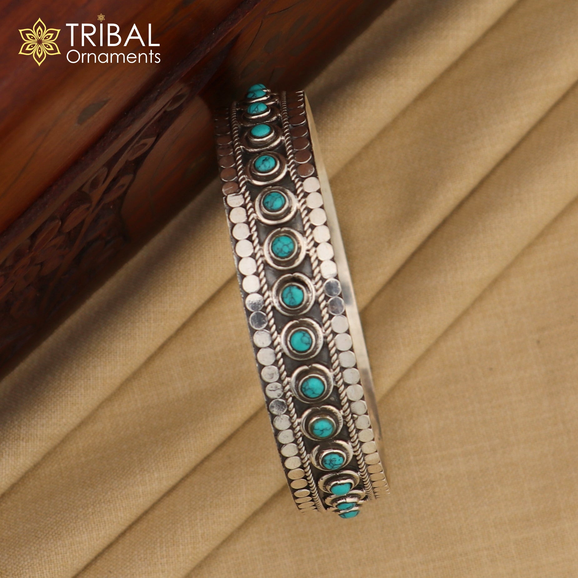 925 sterling silver customized vintage design turquoise stone bangle bracelet kada ethnic jewelry nba337 - TRIBAL ORNAMENTS